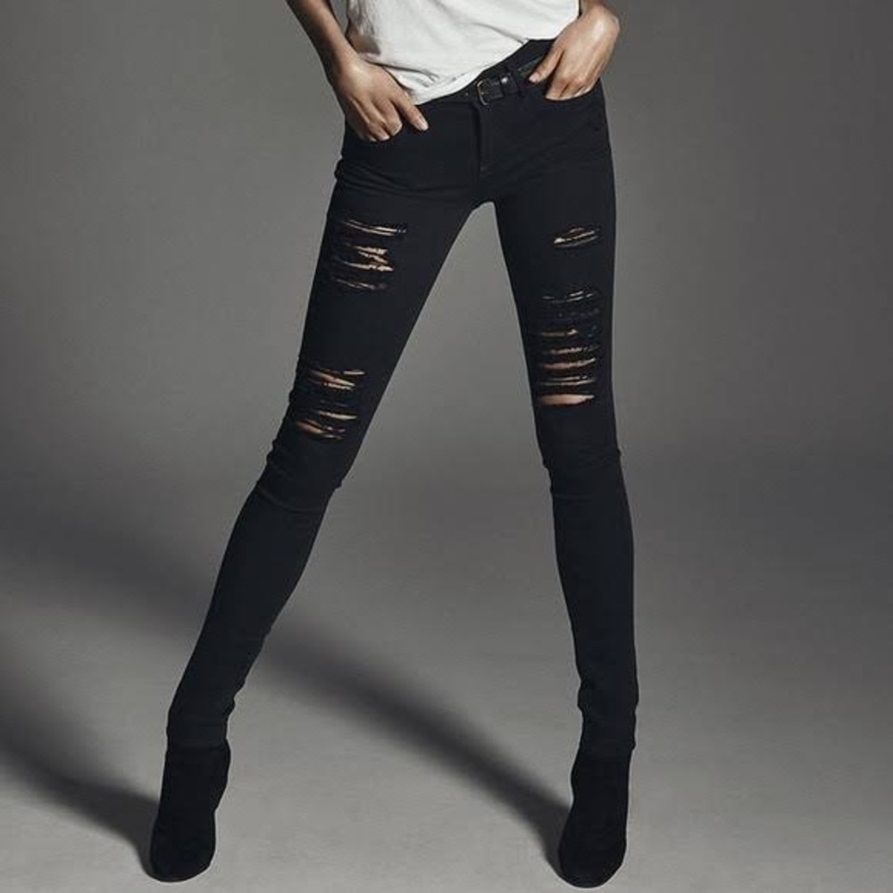 Black Express ripped mid rise jean leggings